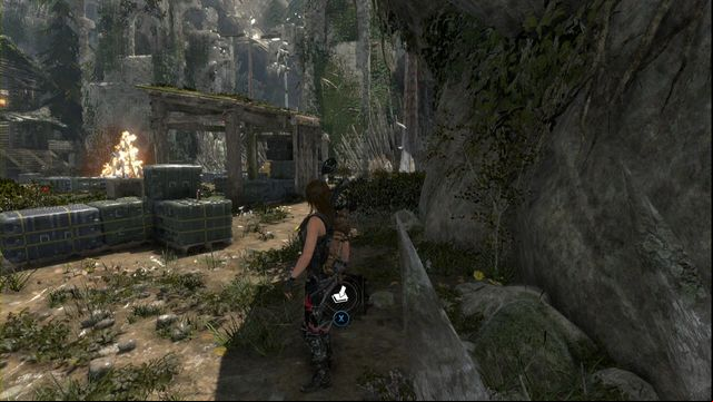 In the corner, by the rocks and tapered wooden stakes - Rise of the Tomb Raider: Chests and crypt treasures, Geothermal Valley secrets - Geothermal Valley - Rise of the Tomb Raider Guide