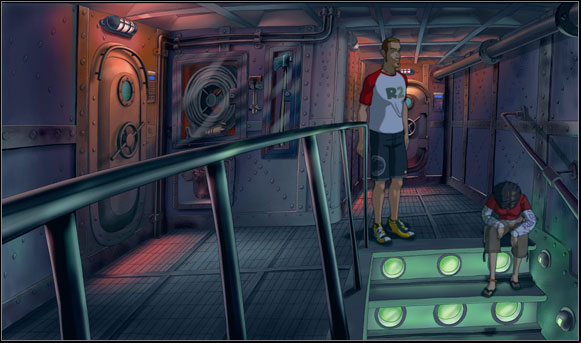 Brian found a fire hydrant on the wall and water hose in closed glass case - they could be used to fill the water tank - Fresh water tank - Chapter V: Shipped to the Past - Runaway 2: The Dream of the Turtle - Game Guide and Walkthrough