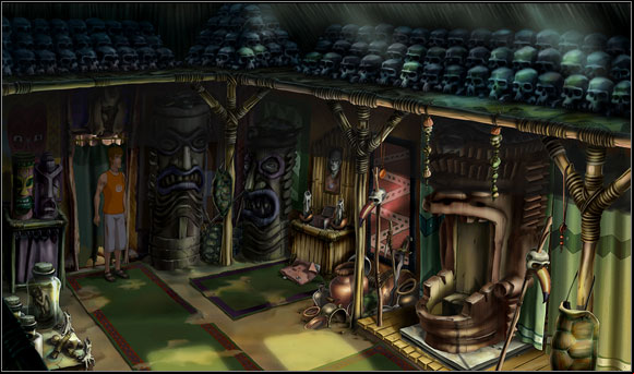 He entered the hut and look around the fascinating interior - Bringing Aolani back to life - Chapter II: Surfin' Mala - Runaway 2: The Dream of the Turtle - Game Guide and Walkthrough