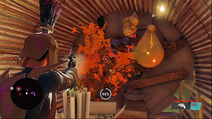 There are more enemies in the tunnels, but you should focus on shooting the hanging objects - example pictured above - Saints Row 2022: The Dustmoot - walkthrough - Walkthrough - Saints Row Guide, Walkthrough