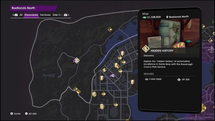 This activity is located in the central part of Badlands North, at the region's largest intersection - Saints Row 2022: Discoveries (Badlands North) - list and description of activity - Badlands North - Saints Row Guide, Walkthrough