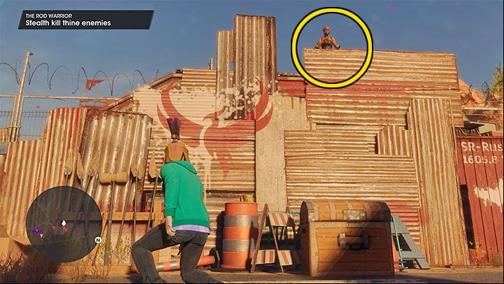 Watch out for the guard on the higher ledge - he's in a good position and can easily spot you eliminating the foes - Saints Row 2022: The Rod Warrior - walkthrough - Walkthrough - Saints Row Guide, Walkthrough