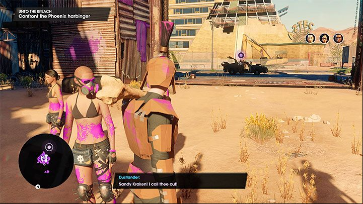 Someone will park a vehicle in front of the stronghold - approach the harbinger and talk to him - Saints Row 2022: Unto the Breach - walkthrough - Walkthrough - Saints Row Guide, Walkthrough