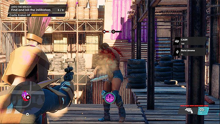 It's time for a more difficult objective - you must eliminate eight infiltrators before they can destroy the castle, that is, before the energy bar in the upper-left corner of the screen empties - Saints Row 2022: Unto the Breach - walkthrough - Walkthrough - Saints Row Guide, Walkthrough