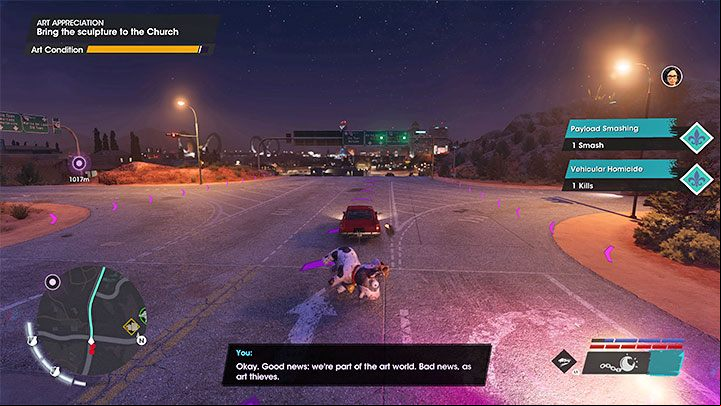 The way ahead is difficult - you'll be attacked by the cops who can easily destroy the sculpture - Saints Row 2022: Art Appreciation - walkthrough - Walkthrough - Saints Row Guide, Walkthrough