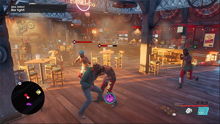 You'll initiate a bar fight, during which you have no access to firearms or your skills - Saints Row 2022: Idol Threat - walkthrough - Walkthrough - Saints Row Guide, Walkthrough