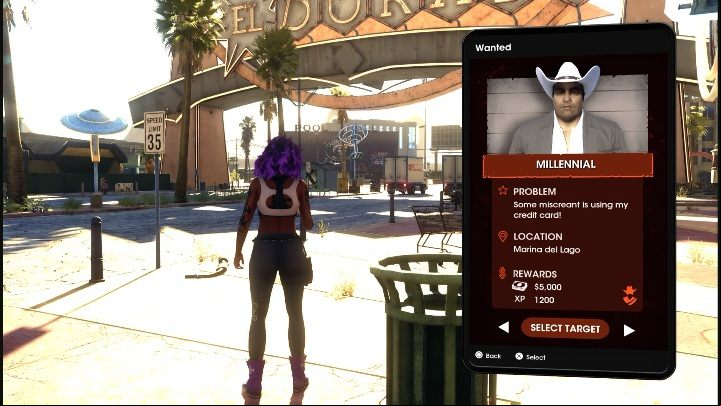 Start the quest by going to the Wanted app and selecting the Millennial contract - Saints Row 2022: Millennial - How to complete contract? - Wanted - Saints Row Guide, Walkthrough