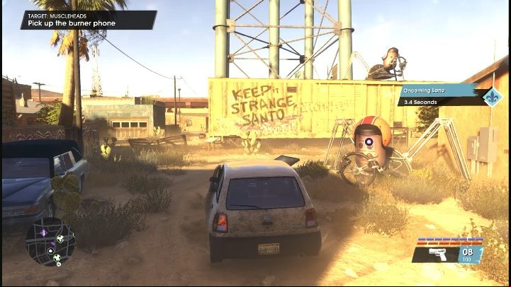 When you reach the place marked on the map, you will see a stationary phone attached to a metal object resembling a motorcyclist or racer - Saints Row 2022: Musclehads - how to complete? - Wanted - Saints Row Guide, Walkthrough