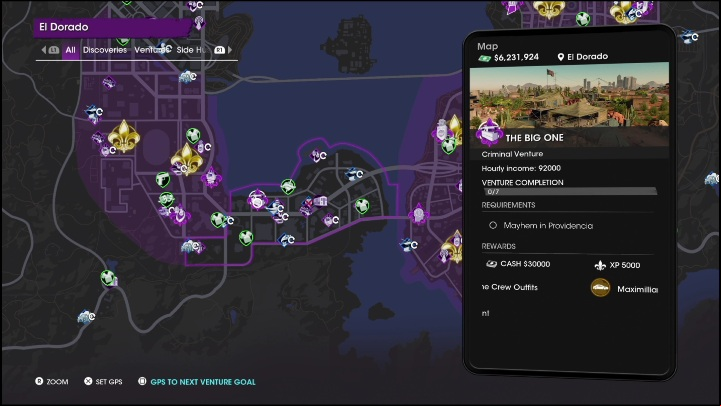 To create The Big One on the city map, you must mark its place on the venture map - Saints Row: The Big One - venture description - Ventures - Saints Row Guide, Walkthrough
