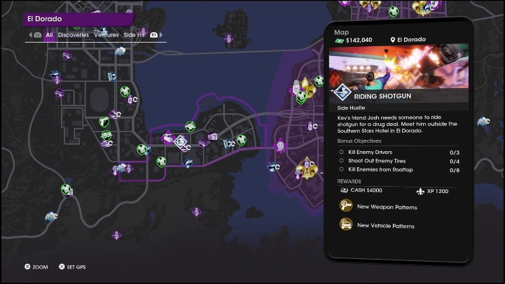 Rewards for completing the Riding Shotgun side activity - Saints Row 2022: Side Hustles (El Dorado) - list and description of activity - El Dorado - Saints Row Guide, Walkthrough