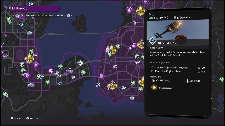 Rewards for completing the Choplifting side activity - Saints Row 2022: Side Hustles (El Dorado) - list and description of activity - El Dorado - Saints Row Guide, Walkthrough