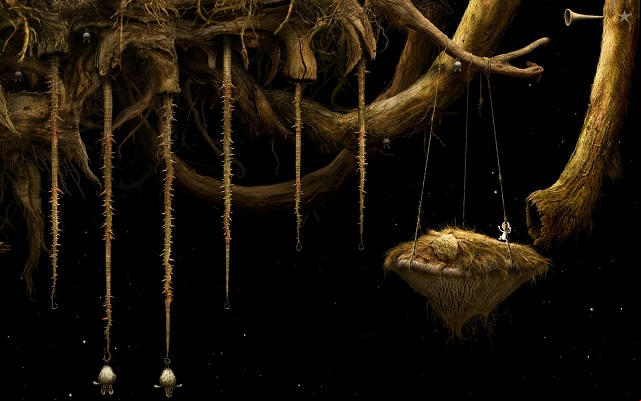 Using the ageway unlocked after the turtle moved away, you will be transferred to the location shown on the above screenshot - Fill the vessel - Shaggy Planet - Samorost 3 - Game Guide and Walkthrough
