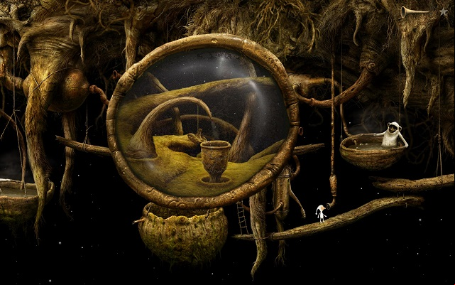 If you interact with the periscope, you will notice, that the lens of the aperture is directed at the vessel youve glued in the last chapter - Fill the vessel - Shaggy Planet - Samorost 3 - Game Guide and Walkthrough