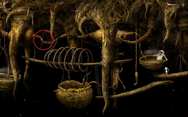 The object required to complete this objective will be the one marked on the above screenshot - Fill the vessel - Shaggy Planet - Samorost 3 - Game Guide and Walkthrough