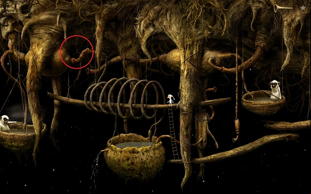 After disconnecting the pipes on the right side of the screen, get back to the ones on the left side - Fill the vessel - Shaggy Planet - Samorost 3 - Game Guide and Walkthrough