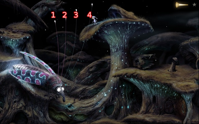 This time, the correct order is as follows: 3, 4, 1, 2, 3, 3, 1, 1, 4, 4, 4, 2, 2, 2 - Finding the key - Shaggy Planet - Samorost 3 - Game Guide and Walkthrough
