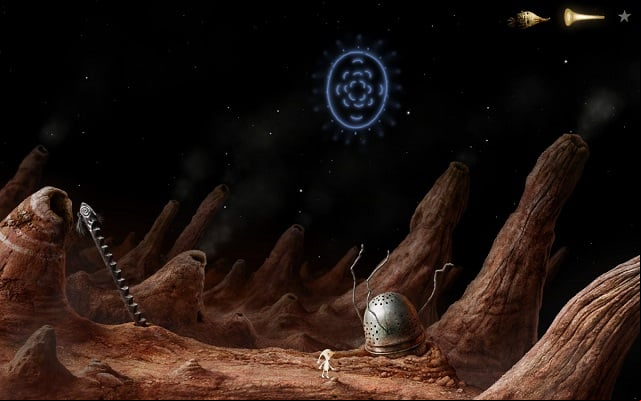After you have combined all of the objects, you should arrive at a single big circle - Start the elevator - Volcanic Vent Planet - Samorost 3 - Game Guide and Walkthrough