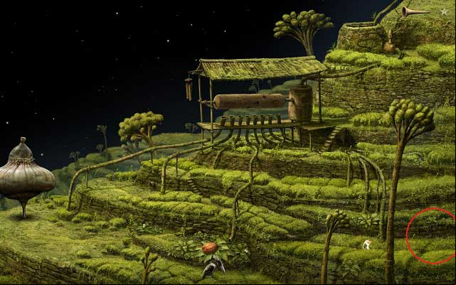The age to the next location is in this spot on the map - Enter the tower - Monk Planet - Samorost 3 - Game Guide and Walkthrough