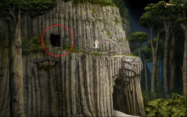 After a while, the spirits disappear and the entrance into the mountains will open - Enter the tower - Monk Planet - Samorost 3 - Game Guide and Walkthrough