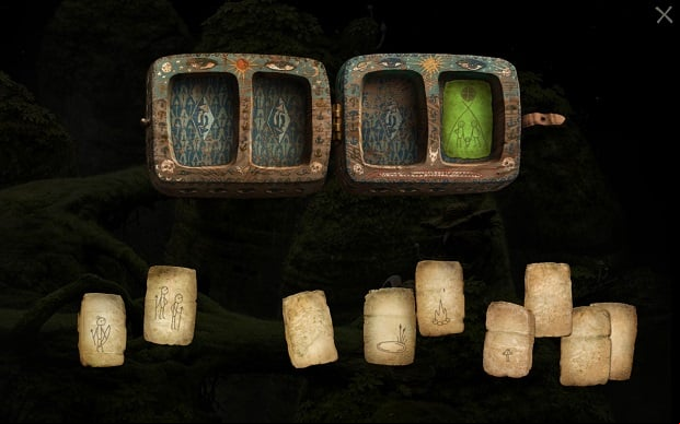 Show the green card to the Mushroom picker, and he will agree to give you the knife, thanks to which you can go on with the rest of the puzzles on the planet - Mushroom pickers puzzle - Home Planet - Samorost 3 - Game Guide and Walkthrough