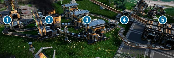 A complex production line uses conveyor belts that are split into new lines. Thanks to them, one mine can supply more than one building. - Production lines in Satisfactory - 10 Important Tips - Satisfactory Guide