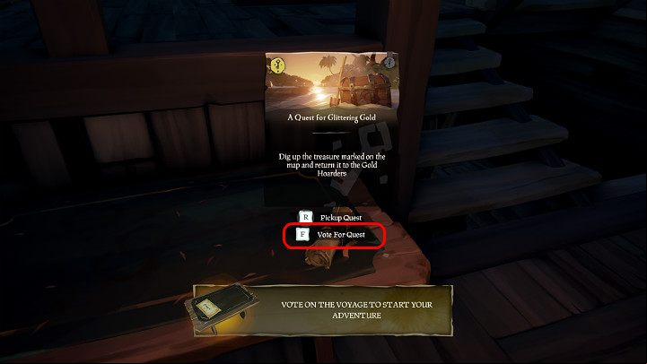 After buying the first order from a representative of the Gold Hoarders trading company, you must return to your ship, approach the captains table and activate the task described as Voyage - Sea of Thieves: How to start, 7 Simple Steps - tips, advice - For Landlubbers - Sea Of Thieves Guide