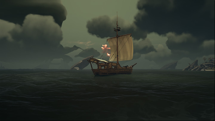 Players controlling the Sloop try to win the naval battles with cunning and outmaneuvering their opponents in such a way that they can fire fast and accurate cannon shots from various positions while the opponent does not have time to correctly position their own ship - Sea of Thieves: Solo Sloop - For Landlubbers - Sea Of Thieves Guide