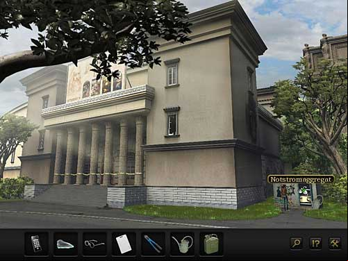 Return outside the building and use the watering can to fuel the generator - Get power - Chapter 4 - San Francisco, USA - Secret Files 3: The Archimedes Code - Game Guide and Walkthrough