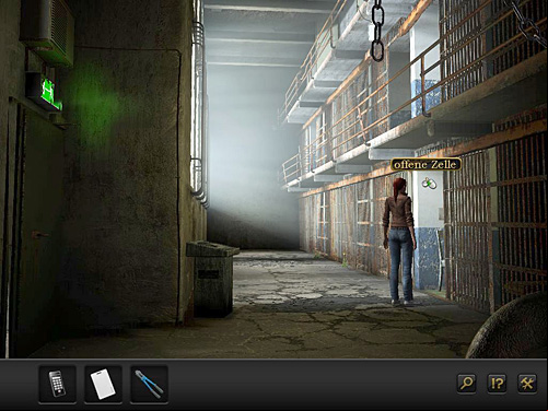 So get inside the open cell on the right and look through the window - Get to the adjacent building - Chapter 5 - Alcatraz, USA - Secret Files 3: The Archimedes Code - Game Guide and Walkthrough