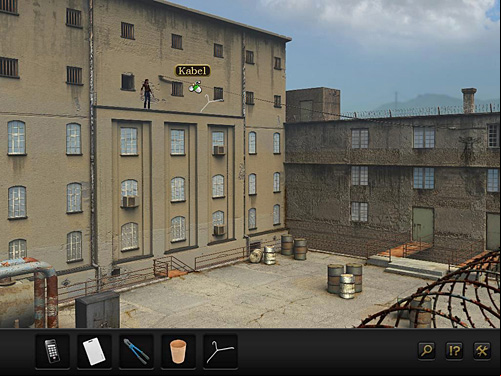 Return to the cell and go outside through the window - Get to the adjacent building - Chapter 5 - Alcatraz, USA - Secret Files 3: The Archimedes Code - Game Guide and Walkthrough