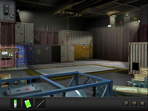 Take a look at containers in the cargo hold - they have different symbols on them but Nina doesn't know what they mean - Get into the container with white markings - Chapter 6 - Aircraft carrier, Spain - Secret Files 3: The Archimedes Code - Game Guide and Walkthrough