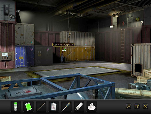 Once the cargo is taken, try to get inside the container with the white marking, using the door on the left - Get into the container with white markings - Chapter 6 - Aircraft carrier, Spain - Secret Files 3: The Archimedes Code - Game Guide and Walkthrough