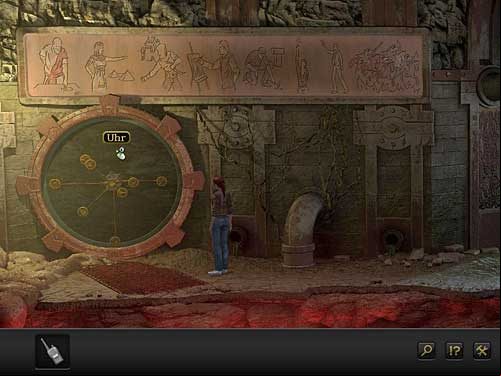 Go left and take a look at a clock-like ring - Get to the console to deactivate force field - Chapter 8 - Santorin, Greece - Secret Files 3: The Archimedes Code - Game Guide and Walkthrough