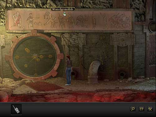 A hint how to arrange hands can be found on the mural on the wall above the clock - Get to the console to deactivate force field - Chapter 8 - Santorin, Greece - Secret Files 3: The Archimedes Code - Game Guide and Walkthrough