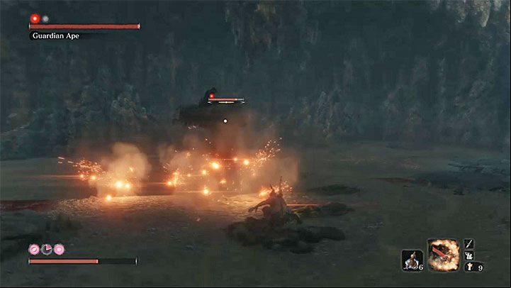 The summoned ape has a similar moveset to the Guardian Apes first phase (the one you fought in Sunken Valley) - it attacks with fists, can grab Sekiro, or perform long jumps - Headless Guardian Ape in Ashina Depths | Sekiro Shadows Die Twice Boss Fight - Bosses - Sekiro Guide and Walkthrough