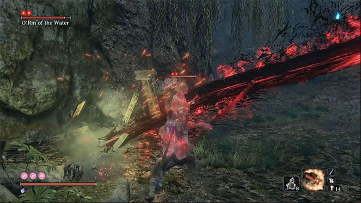 Use Mottle Purple Gourd (or any item that protects you from Terror effect) before you enter the glade where ORin of the Water is - ORin of the Water | Sekiro Shadows Die Twice Boss Fight - Bosses - Sekiro Guide and Walkthrough