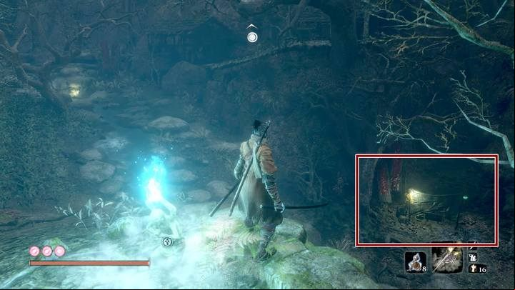 You can find this merchant later in the game (after visiting Sunken Valley and defeating Guardian Ape), in Hidden Forest (Ashina Depths) - Exiled Memorial Mob | Merchants in Sekiro Shadows Die Twice - Merchants - Sekiro Guide and Walkthrough