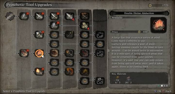 Speak with the Sculptor to access the prosthetic tool upgrade tree - How to craft prosthetic tool upgrades in Sekiro? - FAQ - Sekiro Guide and Walkthrough