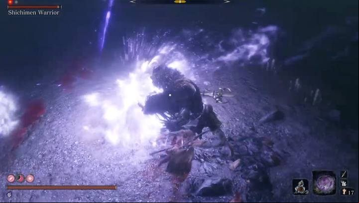 By attacking your opponent standing next to him when he performs special attacks with the beam, may guarantee protection against damage at the same time - Shichimen Warrior #1 | Sekiro Shadows Die Twice Boss Fight - Bosses - Sekiro Guide and Walkthrough