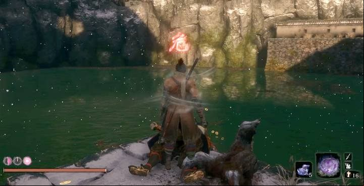 The pond behind the castle. - Headless (underwater) #1 | Sekiro Shadows Die Twice Boss Fight - Bosses - Sekiro Guide and Walkthrough