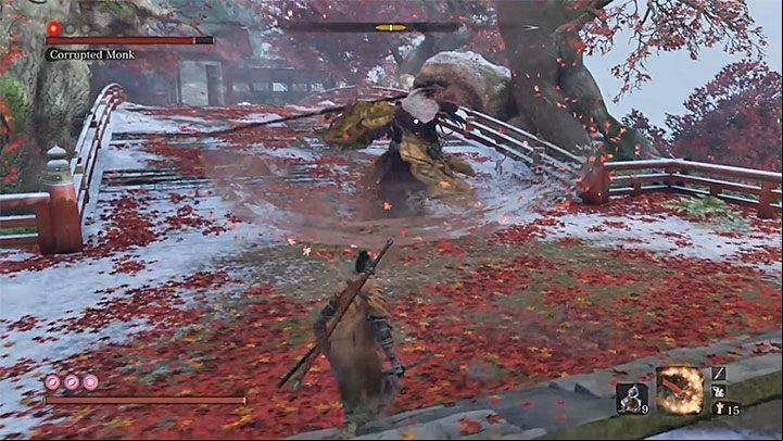 The third, and last, phase of the fight with the True Corrupted Monk is a typical duel - True Corrupted Monk | Sekiro Shadows Die Twice Boss Fight - Bosses - Sekiro Guide and Walkthrough