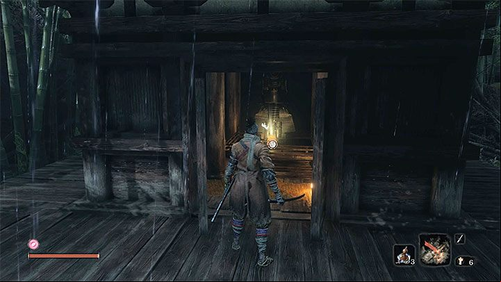 Open the cabins door to reveal a treasure chest - Mist Raven | Prosthetic Tools in Sekiro Shadows Die Twice - Prosthetic Tools - Sekiro Guide and Walkthrough