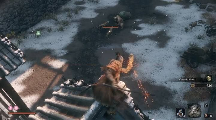 Behind the bridge you will find a big enemy with a bell on his back - Dungeon Memorial Mob | Merchants in Sekiro Shadows Die Twice - Merchants - Sekiro Guide and Walkthrough