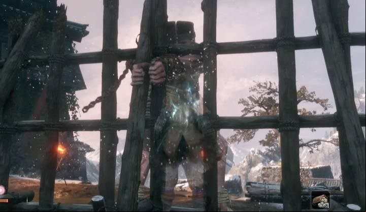 You can sneak up on the Ogre to deal him more damage before he frees himself. - Chained Ogre | Sekiro Shadows Die Twice Boss Fight - Bosses - Sekiro Guide and Walkthrough