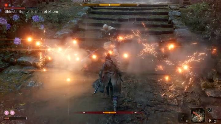 This battle should be short, if you immediately go on the offensive - Shinobi Hunter Enshin of Misen | Sekiro Shadows Die Twice Boss Fight - Bosses - Sekiro Guide and Walkthrough