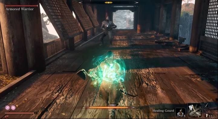 To defeat the Armored Warrior you have to reduce his posture bar - Armored Warrior | Sekiro Shadows Die Twice Boss Fight - Bosses - Sekiro Guide and Walkthrough