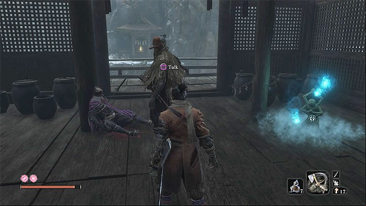 After reaching the snowy terrains, follow the narrow path surrounded by tall grass - Sunken Valley | Sekiro Shadows Die Twice Walkthrough - Main story - Sekiro Guide and Walkthrough