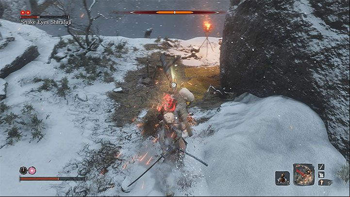 You now have to move from one small ledge to another - Sunken Valley | Sekiro Shadows Die Twice Walkthrough - Main story - Sekiro Guide and Walkthrough