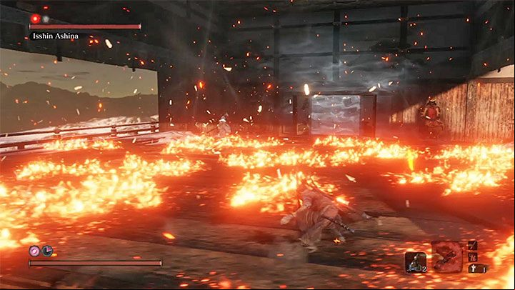 After advancing to the second stage of the battle, Isshin will receive new skills, namely fire attacks - Shura | Sekiro Shadows Die Twice endings - Game Endings - Sekiro Guide and Walkthrough
