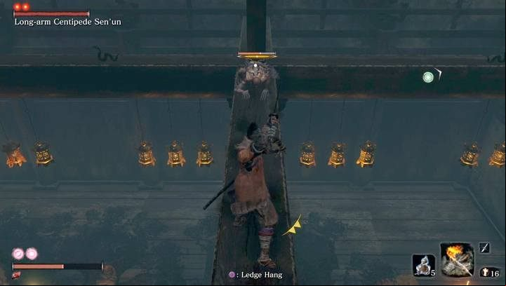 First, eliminate smaller enemies standing on the floor beams. - Long-arm Centipede Senun | Sekiro Shadows Die Twice Boss Fight - Bosses - Sekiro Guide and Walkthrough
